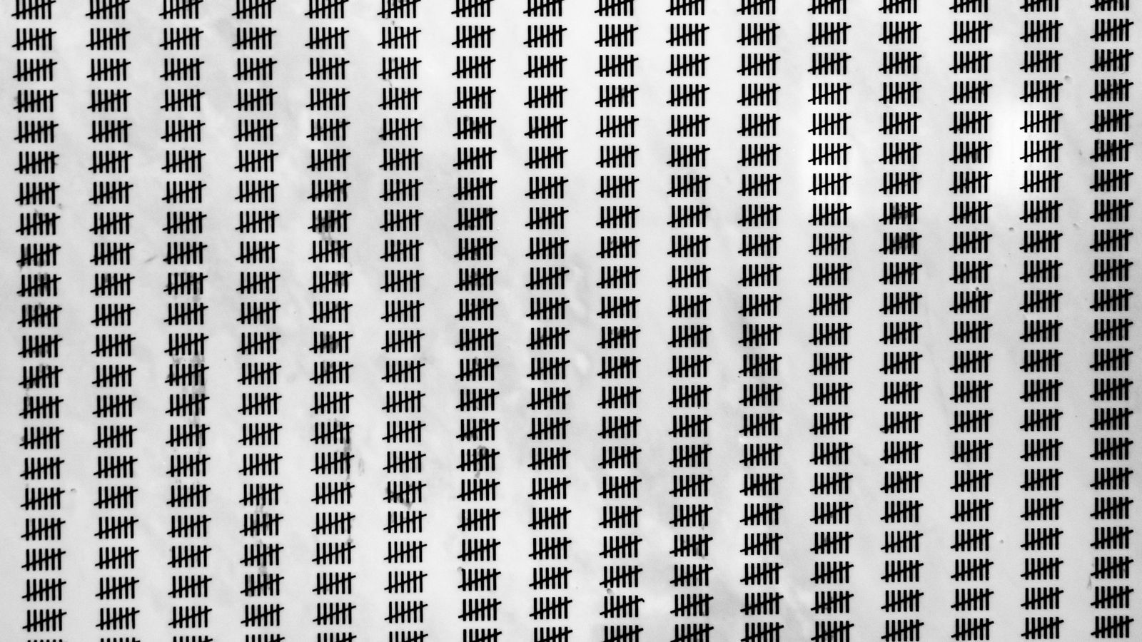 Repeated tally marks arranged in even rows, forming a counting pattern.